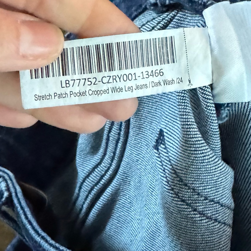 Quince stretch patch pocket cropped wide leg Jeans in dark wash - Picture 11 of 15